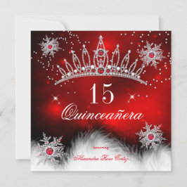 Quinceanera Regal Red Snowflake 15. Geburtstag Einladung