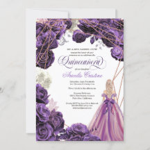 Quinceañera Regal Royal Lila & Rose Gold & Gown