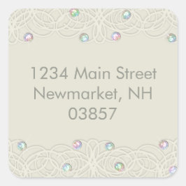 Quinceanera Regenbogenkristalle Sparkle und Spitze Quadratischer Aufkleber