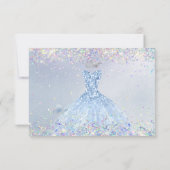 Quinceanera Rett Date Blue Holographic Confetti Einladung (Rückseite)