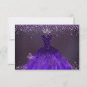 Quinceanera Rett Date Butterfly Ultra Violet Gown Einladung (Rückseite)
