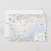 Quinceanera Rett Date Holographic Confetti Einladung (Vorderseite)