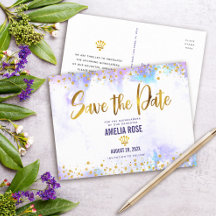 Quinceañera Rett Datum Lila Wasserfarben