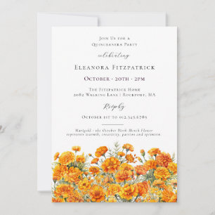 Quinceanera Ringelblume Oktober-Geburtsmonatsblume Einladung