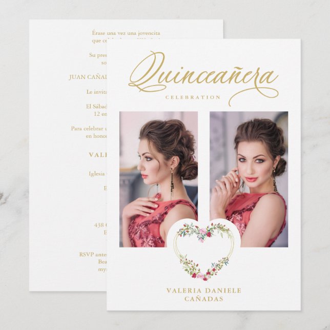 Quinceañera Romantic Pink & Red Shades Heart (Vorne/Hinten)