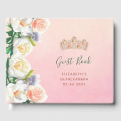 Quinceanera rosa Blume tiara glamourösen Namen Gästebuch (Vorderseite)