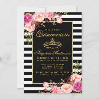 Quinceanera Rosa Blütenblätter Einladung