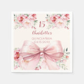 Quinceanera Rosa Bugcreme Blüten Rose Serviette (Vorderseite)