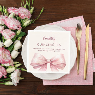 Quinceanera rosa Bugcreme Vielen Dank Serviette
