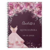 Quinceanera rosa bugundy Blumenkleid Gästebuch Notizblock (Vorderseite)
