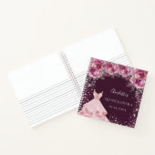 Quinceanera rosa bugundy Blumenkleid Gästebuch Notizblock (Innenseite)