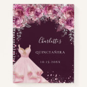 Quinceanera rosa bugundy Blumenkleid Gästebuch Notizblock (Vorderseite)