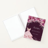 Quinceanera rosa bugundy Blumenkleid Gästebuch Notizblock (Innenseite)