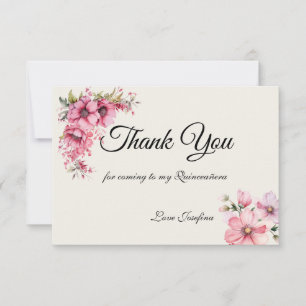 Quinceanera rosa Dankeschön-Karte Dankeskarte
