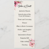Quinceanera rosa doppelseitige Programmkarte Programm (Rückseite)