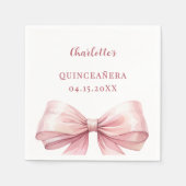 Quinceanera rosa elegante Bogen Serviette (Vorderseite)