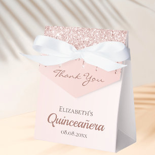 Quinceanera rosa Glitter Dankeschön Geschenkschachtel