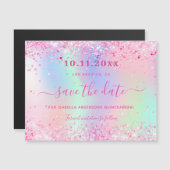 Quinceanera rosa Glitzer speichern Datums-Magnet Magnetkarte (Vorne/Hinten)