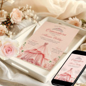 Quinceanera Rosa Kleid Silver Floral Einladung