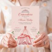 Quinceanera Rosa Kleid Silver Floral Einladung