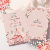Quinceanera Rosa Kleid Silver Floral Einladung