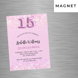 Quinceanera rosa Konfetti Mädchen Party Luxus Magneteinladung