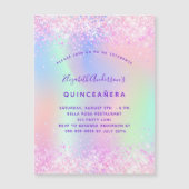 Quinceanera rosa lila holografischer Luxus Magneteinladung (Vorderseite)