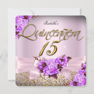 Quinceanera Rosa Lila Rose 15. Geburtstag Einladung