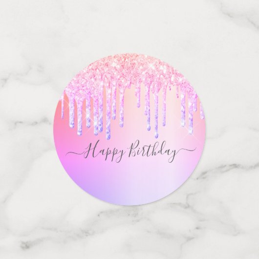 Quinceanera rosa lila Tropfen Konfetti (Klein Vorderseite)