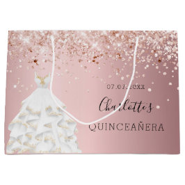 Quinceanera Rosa Rosa Goldkleid Große Geschenktüte