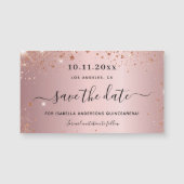 Quinceanera rosa Rose speichern Datums Magnet (Vorderseite)