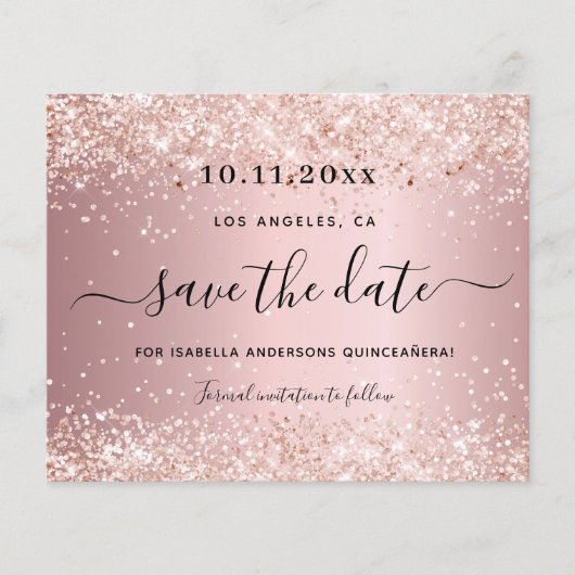 Quinceanera, rosa Save the Date (Vorderseite)