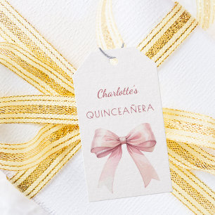 Quinceanera-Rosa-Schleife DIY handschriftlich Geschenkanhänger