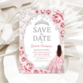 Quinceanera Rosa Silber Blumen Save The Date