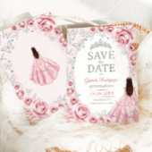 Quinceanera Rosa Silber Blumen Save The Date