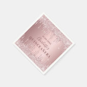 Quinceanera rosa staubige Rose Glitzer Monogramm Serviette (Ecke)