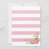 Quinceañera Rosa und weiße Streifen Einladung (Rückseite)