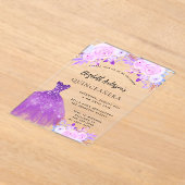 Quinceanera rosa violette Blumen Kleid klar Acryleinladungen (Ablage )
