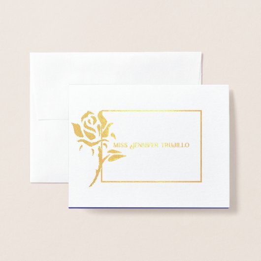 Quinceanera Rose Foil Custom Vielen Dank Folienkarte (Vorderseite mit Umschlag)