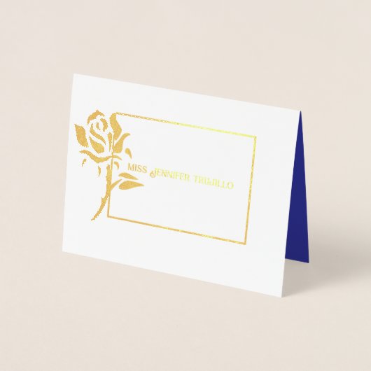 Quinceanera Rose Foil Custom Vielen Dank Folienkarte (Vorderseite)