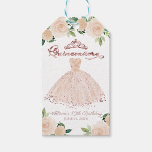 Quinceanera Rose Gold Blush Gosa Rosa Blütenbraun Geschenkanhänger