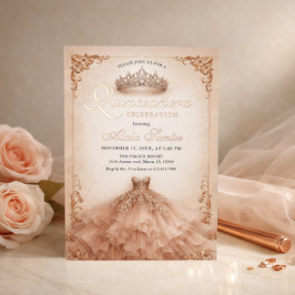 Quinceanera Rose Gold | Elegant Champagne Ivory Folieneinladung