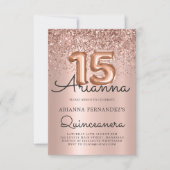 Quinceañera Rose Gold Glitzer 15. Geburtstag Einladung (Vorderseite)