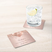 Quinceanera Rose Gold Glitzer Ballons Monogramm Rechteckiger Pappuntersetzer (Vor Ort)