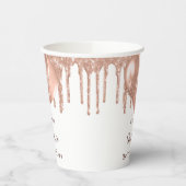 Quinceanera Rose Gold Glitzer Ballons weiß Pappbecher (Links)