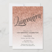 Quinceanera Rose Gold Glitzer Einladung zum Geburt (Vorderseite)