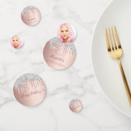 Quinceanera Rose Gold Glitzer Foto Konfetti