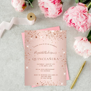 Quinceanera Rose Gold Glitzer Funkelglasur Einladungspostkarte