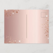 Quinceanera Rose Gold Glitzer Funkelglasur Einladungspostkarte (Rückseite)