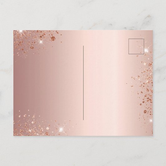 Quinceanera Rose Gold Glitzer Funkelglasur Einladungspostkarte (Rückseite)